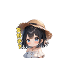 夏の麦わら帽子ガール（個別スタンプ：35）