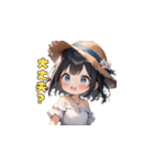 夏の麦わら帽子ガール（個別スタンプ：37）