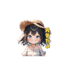 夏の麦わら帽子ガール（個別スタンプ：38）