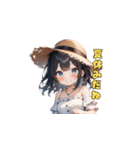 夏の麦わら帽子ガール（個別スタンプ：39）
