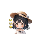夏の麦わら帽子ガール（個別スタンプ：40）