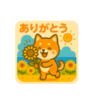 ひまわり柴犬の夏休みスタンプ（個別スタンプ：32）