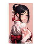 後ろ姿の着物の女の子の写真（個別スタンプ：1）
