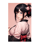 後ろ姿の着物の女の子の写真（個別スタンプ：3）