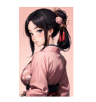 後ろ姿の着物の女の子の写真（個別スタンプ：4）