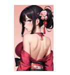 後ろ姿の着物の女の子の写真（個別スタンプ：5）