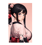 後ろ姿の着物の女の子の写真（個別スタンプ：6）