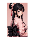 後ろ姿の着物の女の子の写真（個別スタンプ：7）