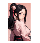 後ろ姿の着物の女の子の写真（個別スタンプ：8）