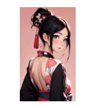 後ろ姿の着物の女の子の写真（個別スタンプ：9）