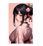 後ろ姿の着物の女の子の写真（個別スタンプ：12）
