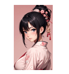 後ろ姿の着物の女の子の写真（個別スタンプ：13）