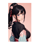 後ろ姿の着物の女の子の写真（個別スタンプ：14）