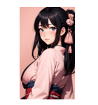 後ろ姿の着物の女の子の写真（個別スタンプ：15）