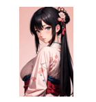 後ろ姿の着物の女の子の写真（個別スタンプ：16）