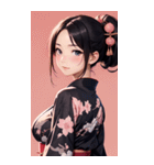 後ろ姿の着物の女の子の写真（個別スタンプ：17）