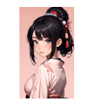 後ろ姿の着物の女の子の写真（個別スタンプ：19）