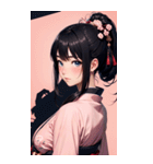 後ろ姿の着物の女の子の写真（個別スタンプ：20）