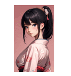 後ろ姿の着物の女の子の写真（個別スタンプ：21）