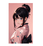 後ろ姿の着物の女の子の写真（個別スタンプ：22）