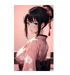 後ろ姿の着物の女の子の写真（個別スタンプ：23）