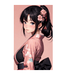 後ろ姿の着物の女の子の写真（個別スタンプ：24）