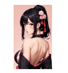 後ろ姿の着物の女の子の写真（個別スタンプ：26）