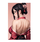 後ろ姿の着物の女の子の写真（個別スタンプ：27）
