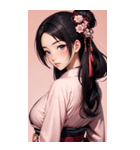 後ろ姿の着物の女の子の写真（個別スタンプ：28）