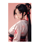 後ろ姿の着物の女の子の写真（個別スタンプ：29）