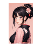 後ろ姿の着物の女の子の写真（個別スタンプ：30）