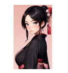 後ろ姿の着物の女の子の写真（個別スタンプ：31）
