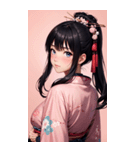 後ろ姿の着物の女の子の写真（個別スタンプ：32）