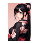 後ろ姿の着物の女の子の写真（個別スタンプ：33）