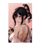 後ろ姿の着物の女の子の写真（個別スタンプ：34）