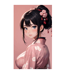 後ろ姿の着物の女の子の写真（個別スタンプ：35）