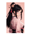 後ろ姿の着物の女の子の写真（個別スタンプ：36）