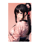 後ろ姿の着物の女の子の写真（個別スタンプ：37）