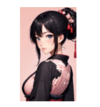 後ろ姿の着物の女の子の写真（個別スタンプ：38）