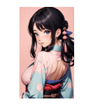 後ろ姿の着物の女の子の写真（個別スタンプ：39）