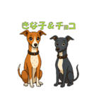 ウィペット「きな子」とイタグレ「チョコ」（個別スタンプ：1）