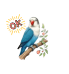 ブルーボタンインコスタンプ8個（個別スタンプ：3）