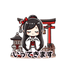パワスポ神社仏閣の巫女の運気開運スタンプ（個別スタンプ：1）