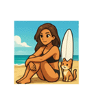 サーファー水着女子と猫スタンプ（個別スタンプ：12）
