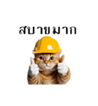 動く！猫の現場仕事（タイ版）（個別スタンプ：7）