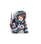 宇宙服を着た女性のサムズアップ（個別スタンプ：1）