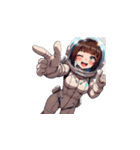 宇宙服を着た女性のサムズアップ（個別スタンプ：3）