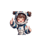 宇宙服を着た女性のサムズアップ（個別スタンプ：5）