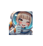 宇宙服を着た女性のサムズアップ（個別スタンプ：8）