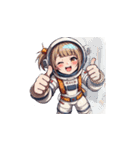 宇宙服を着た女性のサムズアップ（個別スタンプ：11）